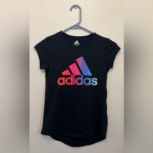 Adidas t-shirt. Black with colorful Adidas words and logo.